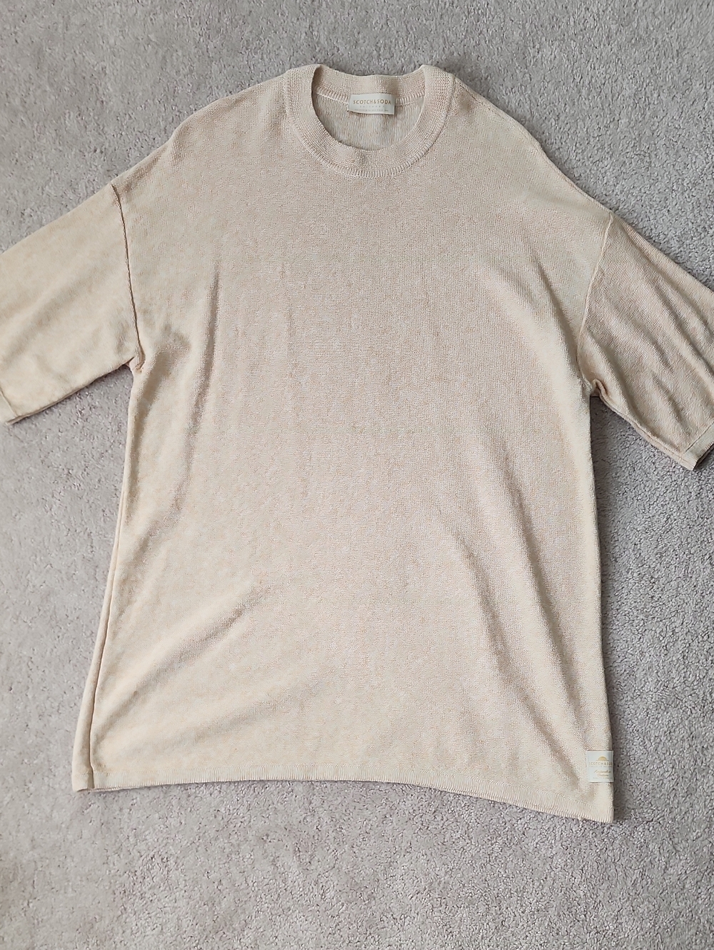 Scotch & Soda Cream-Beige Knit Short-Sleeve Top